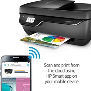 HP OfficeJet 3830 All-in-One Wireless Printer/Copier/Scanner/Fax, Instant Ink, Compatible with Alexa with XPI USB Printer Cable