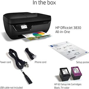 HP OfficeJet 3830 All-in-One Wireless Printer/Copier/Scanner/Fax, Instant Ink, Compatible with Alexa with XPI USB Printer Cable