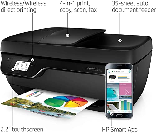 HP OfficeJet 3830 All-in-One Wireless Printer/Copier/Scanner/Fax, Instant Ink, Compatible with Alexa with XPI USB Printer Cable