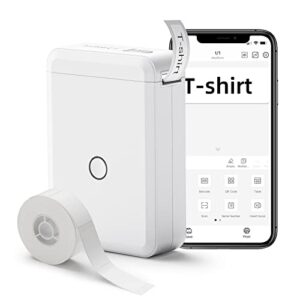 label maker machine with tape, d110 portable bluetooth label printer, small smart phone handheld sticker mini labeler, easy to use inkless office home organization usb rechargeable