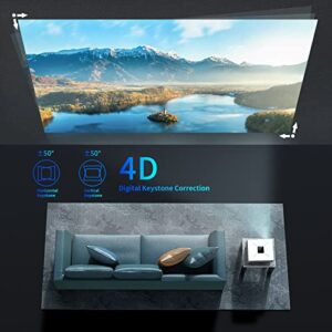 Native 1080P 5G WiFi Bluetooth Projector 4K Support.1200ANSI Movie Outdoor Projector Supprot Software udpated,Max500 Display,±50°4P/4D Keystone,50% Zoom,PPT,4K Projector TV Stick,iOS,Android,Win/PS5