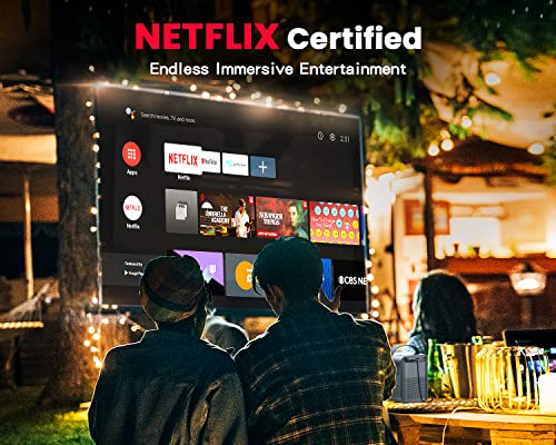 Mini Smart Projector Native 1080P, ETOE D2 Pro Portable Projector Android TV 10.0 with Prime Video, Netflix, Disney+, Video Projector 5G WiFi Bluetooth, Compatible with iOS/Android/Windows/USB