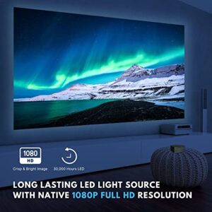 AAXA P400 Native 1080p Short Throw Mini Projector with 2 Hour Battery, Onboard Media Player, 30,000 Hours LED, HDMI/USB/microSD Inputs, LCoS LED Portable Projector for Business and Home Theater Movies