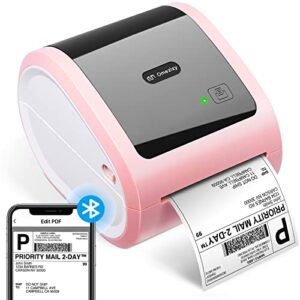 bluetooth thermal shipping label printer 4x6 – wireless pink thermal label printer for shipping packages & small business – thermal shipping label printer, compatible with phone, usps, shopify, ebay
