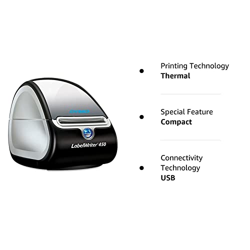 Dymo LabelWriter 450 Direct Thermal Printer - Monochrome - Label Print - 51 lpm Mono - USB