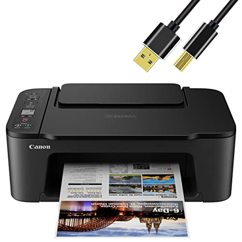 Canon Wireless Inkjet All-in-One Printer with LCD Screen Print Scan and Copy, Built-in WiFi Printing from Android, Laptop, Tablet, and Smartphone with 6 Ft NeeGo Printer Cable - Black