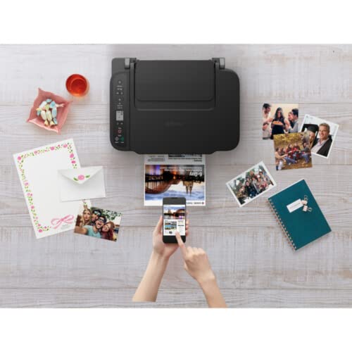 Canon Wireless Inkjet All-in-One Printer with LCD Screen Print Scan and Copy, Built-in WiFi Printing from Android, Laptop, Tablet, and Smartphone with 6 Ft NeeGo Printer Cable - Black