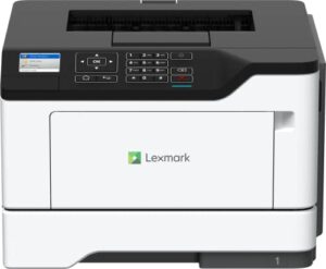 lexmark ms521dn monochrome laser printer for office, two-sided duplex printing, print speed 46 ppm, 2.4 inch lcd display, 1200 dpi, black/grey (36s0300)