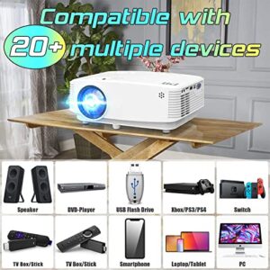 TMY Mini WiFi Projector 8500 Lumen, 1080P FHD Supported Portable Outdoor Movie Projector Synchronize Smartphone Screen, Compatible with iOS/Android/PC/TV Stick, HDMI USB AV TF, Indoor & Outdoor Use