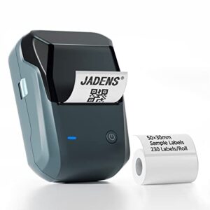 jadens label makers, bluetooth label printer for barcode, address, clothing, mailing, small business, home, portable label maker compatible with ios & android, with 1pack 50×30mm label
