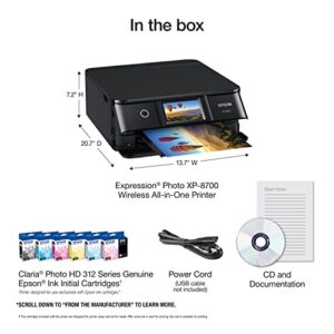 Epson Expression Photo XP-8700 Wireless All-in-One Printer with Built-in Scanner and Copier and 4.3" Color Touchscreen, Black