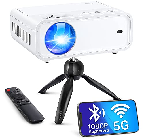 Portable Mini Projector with 5G WiFi and Bluetooth, ACROJOY 1080P Supported Movie Projector with Tripod & 240" Display, Outdoor Video Projector Compatible w/ TV Stick/HDMI/USB/PS5/iOS/Android