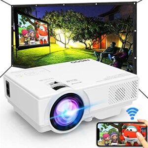 projector with wifi, 2023 upgrade 8500l [100″ projector screen included] projector for outdoor movies, supports 1080p synchronize smartphone screen by wifi/usb cable for home entertainment