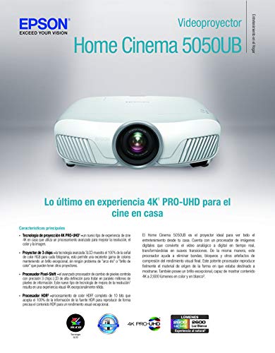 Epson Home Cinema 5050UB 4K PRO-UHD 3-Chip Projector with HDR,White