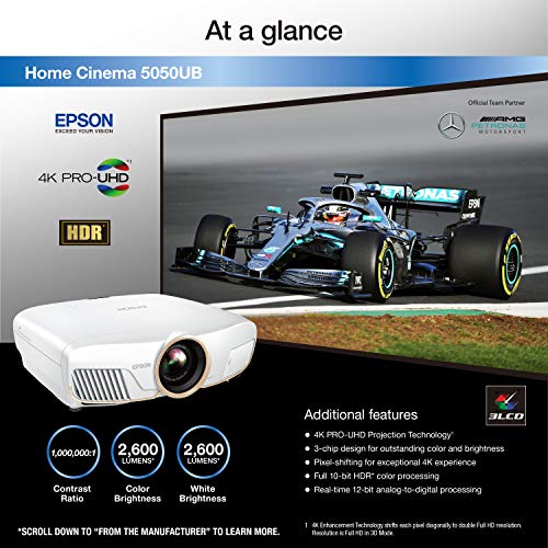 Epson Home Cinema 5050UB 4K PRO-UHD 3-Chip Projector with HDR,White