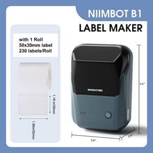 NIIMBOT B1 Label Makers, 2 Inch Bluetooth Label Maker with Auto Identification, Portable Label Printer Easy to Use for Office, Home, Business (with 1.96x1.18 inch Label Tape)