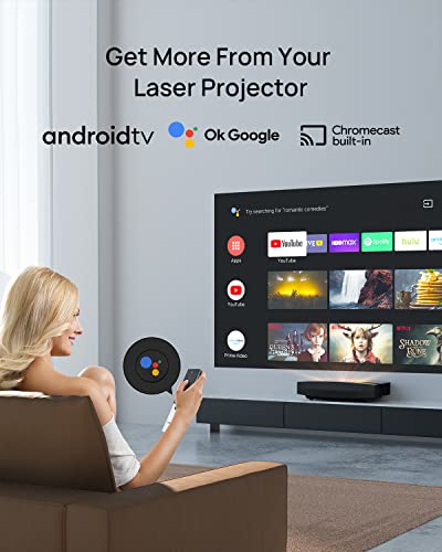 XGIMI Aura 4K UHD Ultra Short Throw Laser Projector for Home Theater, 2400 ANSI Lumens, 80% DCI-P3 & 90% Rec.709, HDR10, 60W Harman Kardon Speakers, Android TV 10.0, Wireless Casting