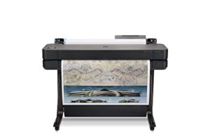 hp designjet t630 (t600 series) large format wireless plotter printer – 36″, with auto sheet feeder, media bin & stand (5hb11a), black