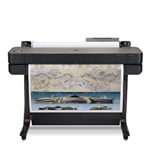 HP DesignJet T630 (T600 Series) Large Format Wireless Plotter Printer - 36", with Auto Sheet Feeder, Media Bin & Stand (5HB11A), Black