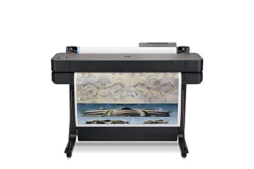 HP DesignJet T630 (T600 Series) Large Format Wireless Plotter Printer - 36", with Auto Sheet Feeder, Media Bin & Stand (5HB11A), Black