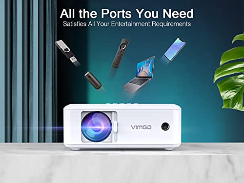 VIMGO 5G WiFi Projector, 8500L Native 1080P Outdoor Movie Projector, Mini Projector with Synchronized Smartphone Screen, 200'' Portable Projector for TV Stick, Video Games, HDMI/USB/AV, iOS & Android