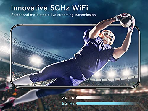 VIMGO 5G WiFi Projector, 8500L Native 1080P Outdoor Movie Projector, Mini Projector with Synchronized Smartphone Screen, 200'' Portable Projector for TV Stick, Video Games, HDMI/USB/AV, iOS & Android