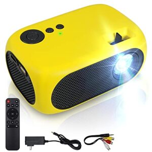 mini portable projector, 30,000h small movie projector for outdoor home theater use with remote control, compatible with full hd 1080p hdmi, vga, usb, av, laptop, smartphone