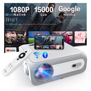 4k projector – mecool kp1 tv projector 15000l 700ansi native 1080p, 240″ display, 5g wifi and chromecast, built-in netflix, youtube uhd video home theater tv projector