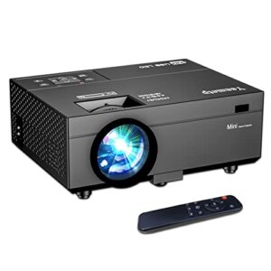 mini projector 2023, 1080p full hd 180” screen supported ysametp video projector, 9500lux home theater movie projector compatible w/tv stick hdmi vga usb av tf pc laptop android/iphone (black)