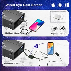 Mini Projector 2023, 1080P Full HD 180” Screen Supported Ysametp Video Projector, 9500Lux Home Theater Movie Projector Compatible w/TV Stick HDMI VGA USB AV TF PC Laptop Android/iPhone (Black)