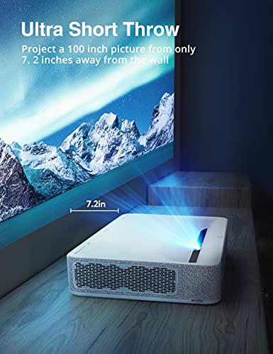 4K Ultra Short Throw Laser TV Home Theatre Projector, 2500 ANSI Lumens,HDR10, Built-in Harman Kardon Soundbar, Ultra HD Smart Laser Projector for Movies&Video&Gaming, Easy Installation