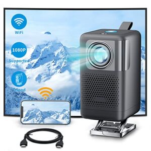 wifi projector, leapwell outdoor video mini projector 1080p supported 4500 lumen with screen and max 300″ display, portable projector compatible with tv stick, ios, android, ps5