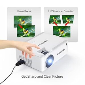 Mini Projector with WiFi Bluetooth, WEWATCH 8500 Lumens Movie Projector with Screen Mirroring, ‎Full HD 1080P and 260" Display Portable Video Projector for Outdoor Compatible with TV Stick iOS Android