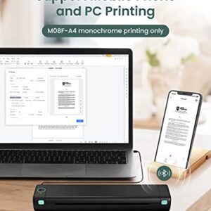 Phomemo M08F A4 Portable Thermal Printer, Supports 8.26"x11.69" A4 Thermal Paper, Wireless Mobile Travel Printers for Car & Office, Bluetooth Printer Compatible with Android and iOS Phone & Laptop