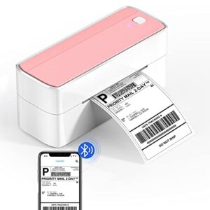 bluetooth wireless thermal shipping label-printer – 4×6 label printer for shipping packages & small business, pink label printers support with ipad iphone and android, work for amazon etsy usps ups