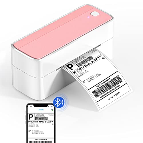 Bluetooth Wireless Thermal Shipping Label-Printer - 4x6 Label Printer for Shipping Packages & Small Business, Pink Label Printers Support with iPad iPhone and Android, Work for Amazon Etsy USPS UPS