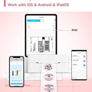 Bluetooth Wireless Thermal Shipping Label-Printer - 4x6 Label Printer for Shipping Packages & Small Business, Pink Label Printers Support with iPad iPhone and Android, Work for Amazon Etsy USPS UPS