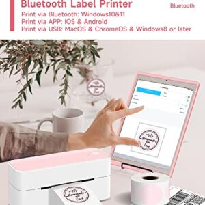 Bluetooth Wireless Thermal Shipping Label-Printer - 4x6 Label Printer for Shipping Packages & Small Business, Pink Label Printers Support with iPad iPhone and Android, Work for Amazon Etsy USPS UPS