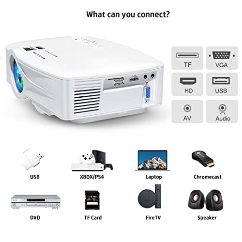 Computer Mini WiFi Projector Laptop 7500 Lumen, 1080P FHD Supported Portable Outdoor Movie Projector Synchronize Smartphone Screen,Compatible with TV, PC, HDMI, USB, VGA, iOS/Android