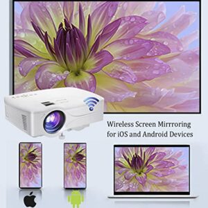 Computer Mini WiFi Projector Laptop 7500 Lumen, 1080P FHD Supported Portable Outdoor Movie Projector Synchronize Smartphone Screen,Compatible with TV, PC, HDMI, USB, VGA, iOS/Android