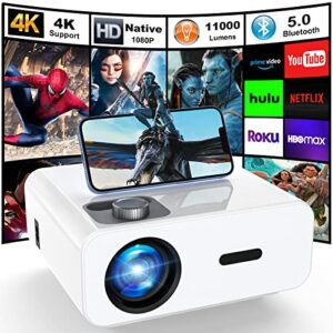 honpow projector, native 1080p full hd bluetooth projector, 11000 lumens mini portable outdoor indoor movie projector compatible with laptop, smartphone, tv stick, xbox, ps5