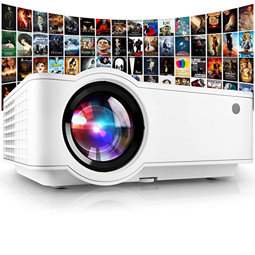 Mini Projector 7500 Lux 210" Projector 1080P Supported Display with 52000 Hrs LED Movie Projector Compatible with Phone Computer Laptop USB HDMI VGA-Home Office Outdoor Entertainment