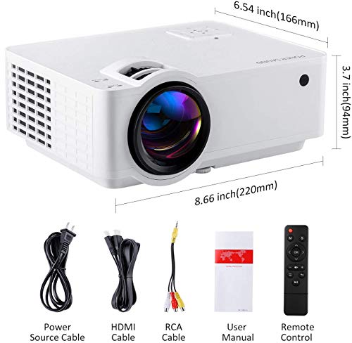 Mini Projector 7500 Lux 210" Projector 1080P Supported Display with 52000 Hrs LED Movie Projector Compatible with Phone Computer Laptop USB HDMI VGA-Home Office Outdoor Entertainment