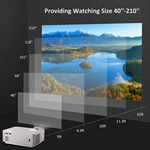 Mini Projector 7500 Lux 210" Projector 1080P Supported Display with 52000 Hrs LED Movie Projector Compatible with Phone Computer Laptop USB HDMI VGA-Home Office Outdoor Entertainment