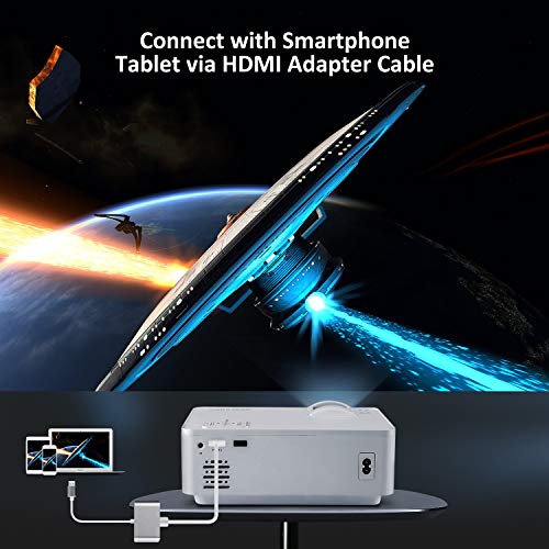 Mini Projector 7500 Lux 210" Projector 1080P Supported Display with 52000 Hrs LED Movie Projector Compatible with Phone Computer Laptop USB HDMI VGA-Home Office Outdoor Entertainment