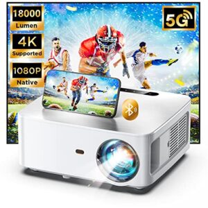 Native 1080P Projector Immerse Extraordinary with Brilliant Colors and 500 ANS&18000L Bright Reality, WiFi Bluetooth Projector with Keystone Correction, Movie Projector Compatible with TV Stick