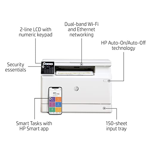 HP Color LaserJet Pro M182nw Wireless All-in-One Laser Printer, Remote Mobile Print, Scan & Copy, Works with Alexa (7KW55A)