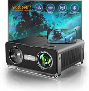 yaber v10 5g wifi bluetooth projector, 15000l full hd native 1080p projector 4k support, 2023 upgraded 4d/4p keystone&zoom, home theater&outdoor video projector for smartphone/tv stick/pc/ppt/ps5