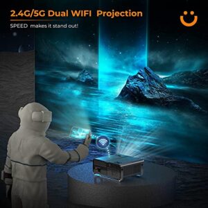 YABER V10 5G WiFi Bluetooth Projector, 15000L Full HD Native 1080P Projector 4K Support, 2023 Upgraded 4D/4P Keystone&Zoom, Home Theater&Outdoor Video Projector for Smartphone/TV Stick/PC/PPT/PS5