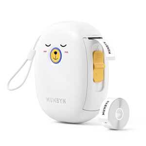 munbyn bluetooth label maker, portable label maker machine with tape thermal label printer with 1 roll label tape, name price date sticker tag printer for home office and store organization, (bear)